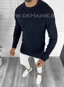 Pulover barbati gros slim fit bleumarin T3614 I3-1