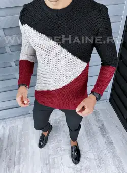 Pulover barbati gros slim fit bordo T3602 97-1