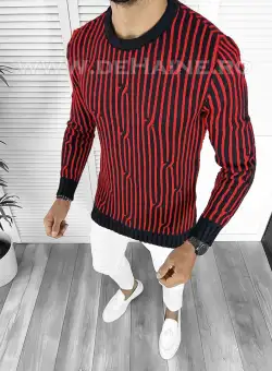 Pulover barbati gros slim fit grena T3575 U4-1 i2-4