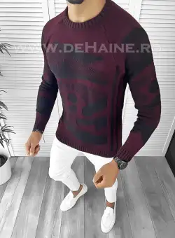 Pulover barbati gros slim fit grena ZR T3633 i12-3.3