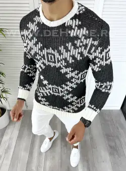 Pulover barbati gros slim fit gri inchis ZR T3623 99-4* 32-4 E~