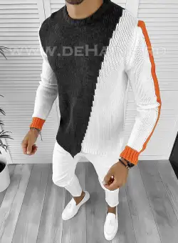 Pulover barbati gros slim fit gri T3619 13-4