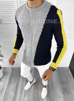 Pulover barbati gros slim fit gri ZR T3619 4–3.2