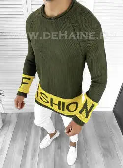 Pulover barbati gros slim fit kaki ZR T3580 105-5