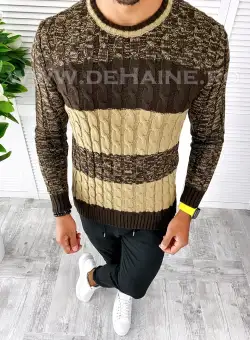 Pulover barbati gros slim fit maro T3565 102-2