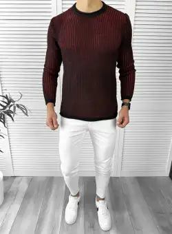 Pulover barbati gros slim fit negru T3544 87-4