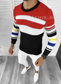 Pulover barbati gros slim fit negru T3576 109-5 U2-2