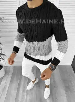 Pulover barbati gros slim fit negru T3612 I13-3.3