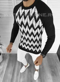Pulover barbati gros slim fit negru T3613 i6-2 U7-3