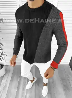Pulover barbati gros slim fit negru T3619 95-5