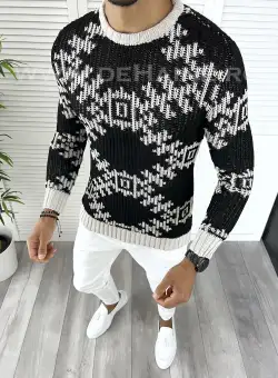 Pulover barbati gros slim fit negru T3623 S3 3 / 96-5 E ~