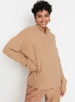 Pulover dama oversized Meadow camel