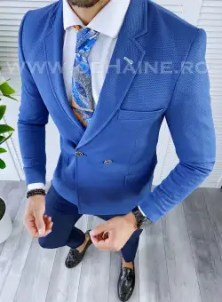 Sacou barbati albastru slim fit B5610 32-1.2