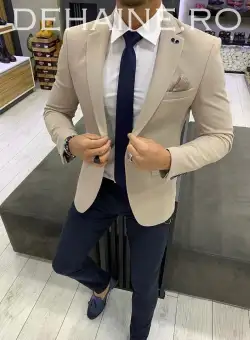 Sacou barbati bej slim fit ZR A3926 44-3.2