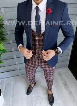 Sacou barbati bleumarin slim fit B1481 U3