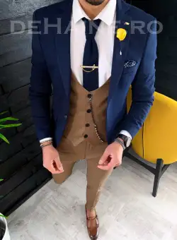 Sacou barbati bleumarin slim fit ZR A3911 U3