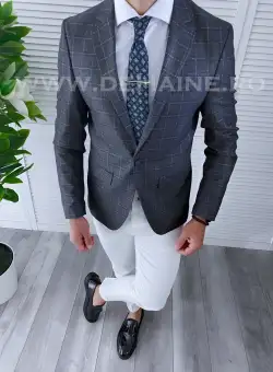 Sacou barbati in carouri slim fit B4241 42-4