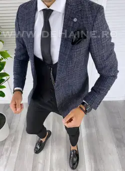 Sacou barbati in carouri slim fit B4982 i18-3.1