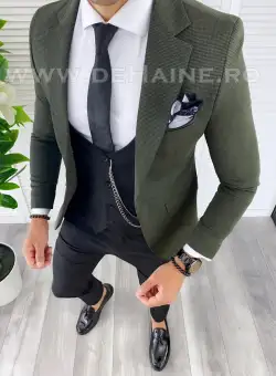 Sacou barbati in carouri slim fit B5016 D4-5.1