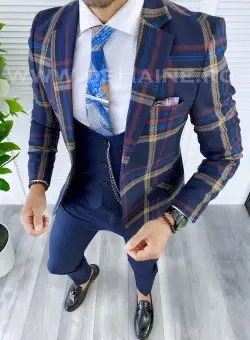 Sacou barbati in carouri slim fit B5288 D2-1.4