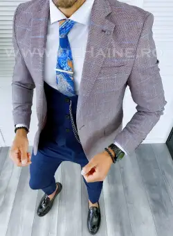 Sacou barbati in carouri slim fit B5312 P18-4.3