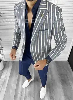 Sacou barbati in dungi slim fit B9178 82