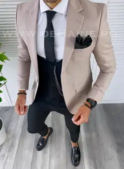 Sacou barbati roz pal slim fit B4985 80-4