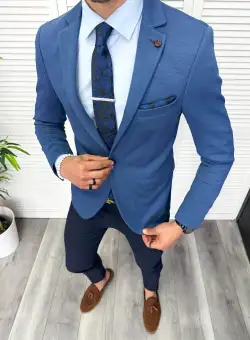 Sacou barbati slim fit albastru 11878 41-3.2