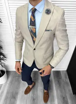 Sacou barbati slim fit bej 11851 40-1.2