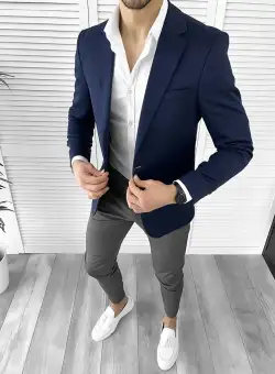 Sacou barbati slim fit bleumarin 10272 D3-3.1/ E 100-3 ~