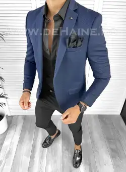 Sacou barbati slim fit bleumarin B8331 11-6.1