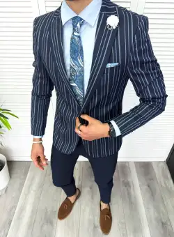 Sacou barbati slim fit cu dungi 638 7-5.4