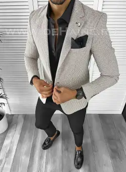 Sacou barbati slim fit cu imprimeu B8275 O3-4.1