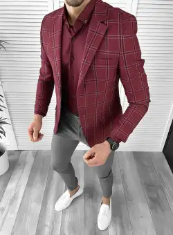 Sacou barbati slim fit grena 10324 S1-3