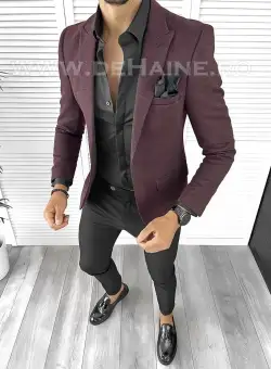 Sacou barbati slim fit grena B8277 33-5