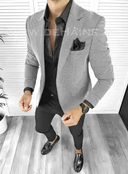 Sacou barbati slim fit gri B8327 25-1.3