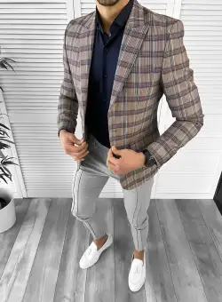 Sacou barbati slim fit in carouri 10205 P20-5.2