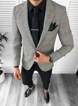 Sacou barbati slim fit in carouri 10601