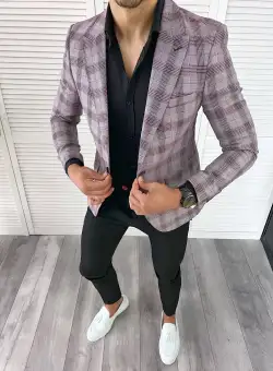 Sacou barbati slim fit in carouri 11982 P19-3.3