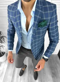 Sacou barbati slim fit in carouri 12715 125-2