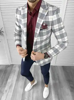 Sacou barbati slim fit in carouri 715 40-5