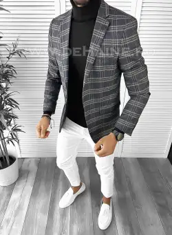 Sacou barbati slim fit in carouri B9746 20-1.3