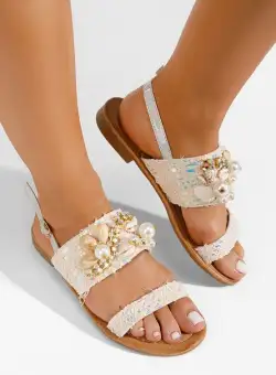 Sandale cu pietricele Larisa bej