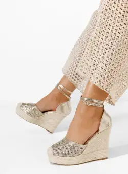 Sandale cu platforma elegante Jolyne aurii