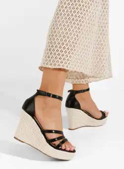 Sandale cu platforma tip espadrile Danera negre