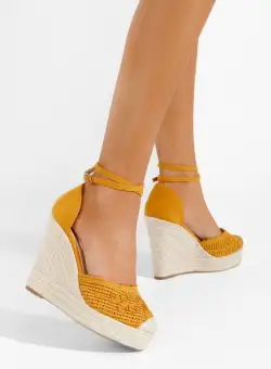 Sandale cu platforma tip espadrile Jolyne galbene