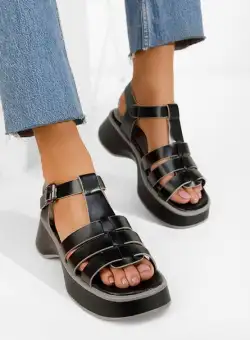 Sandale cu talpa groasa Alvida negre