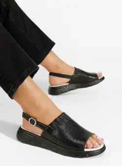 Sandale cu talpa groasa Cardia negre