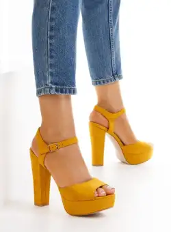 Sandale cu toc Anadia Galbene