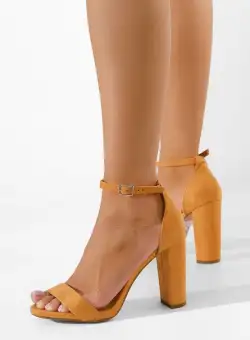 Sandale cu toc gros Palea camel